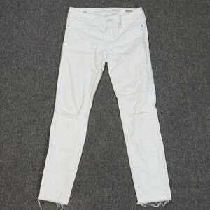 MAVI JEANS ADRIANA‎ ANKLE Mid-Rise Super Skinny Frayed Hem Jeans Size 27 White